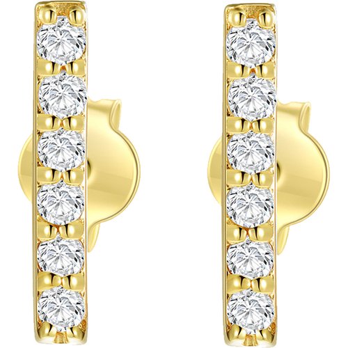 14K Gold Moissanite Bar Stud Earrings