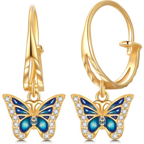 14K Gold Moissanite Butterfly Drop Earrings