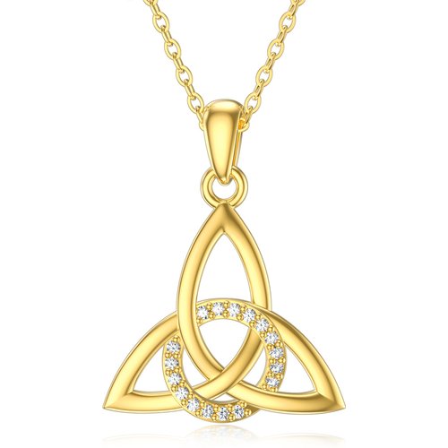 14K Gold Moissanite Celtic Knot Pendant Necklace