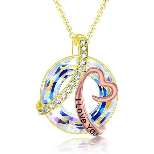 14K Gold Moissanite & Crystal Infinite Symbol Pendant Necklace
