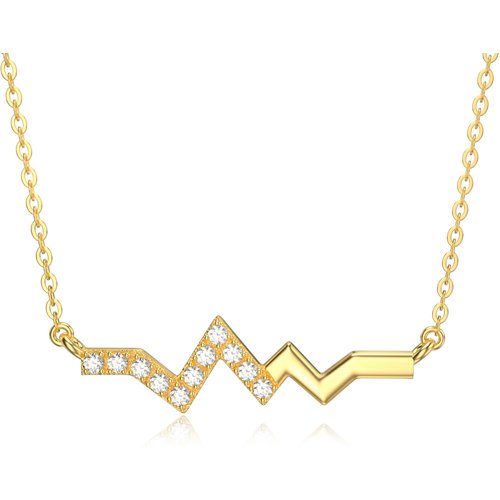 14K Gold Moissanite Electrocardiogram Pendant Necklace