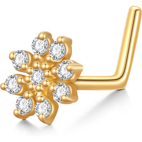 14K Gold Moissanite Flowers Nose Ring