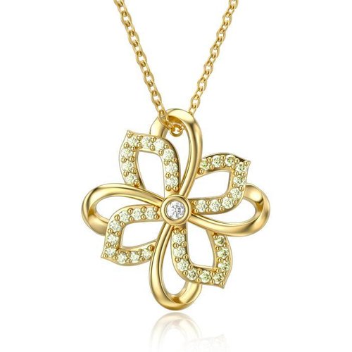 14K Gold Moissanite Four-leaf Clover Pendant Necklace