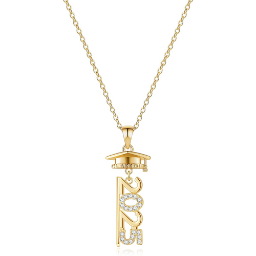 Gold Vermeil Moissanite Graduation Necklace for Best Friends, High School College Graduation Gifts for Women Jewelry