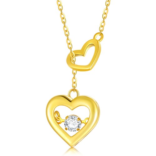 14K Gold Moissanite Heart Adjustable Y Necklace