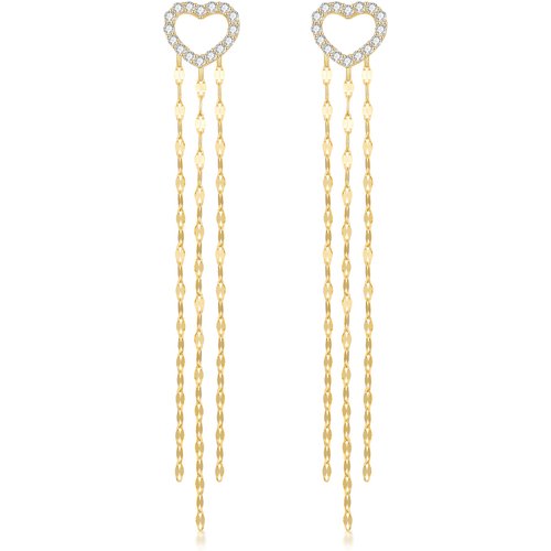 14K Gold Moissanite Heart Drop Earrings