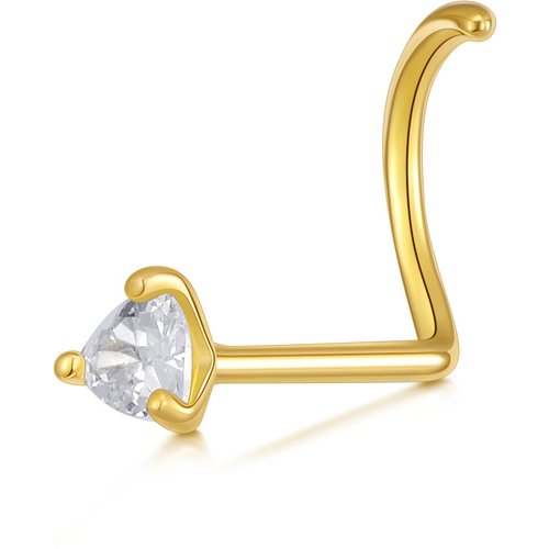 14K Gold Moissanite Heart Nose Ring