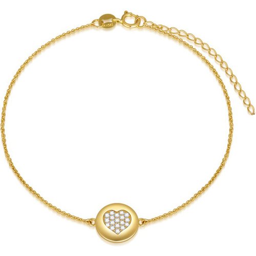 14K Gold Moissanite Heart Charm Bracelet