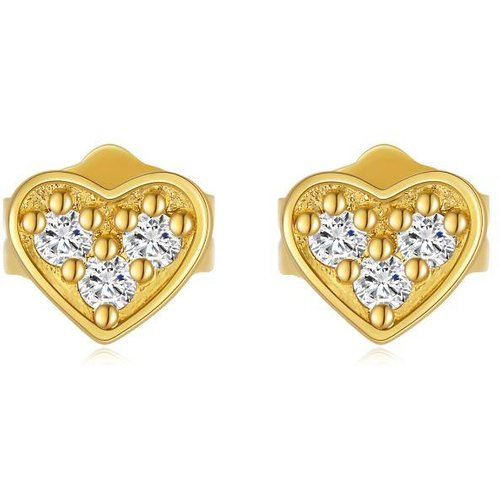 14K Gold Moissanite Heart Stud Earrings