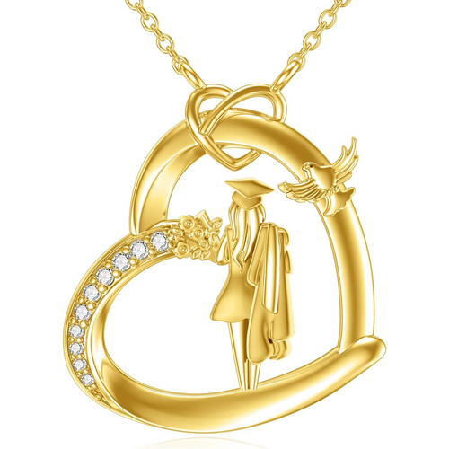 14K Gold Moissanite Hummingbird Flowers Parents Children College Graduation Jewelry for Women Class of 2025