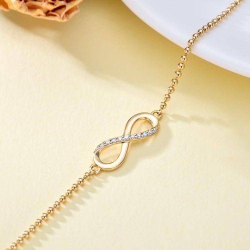 14K Gold Moissanite Infinite Symbol Charm Bracelet