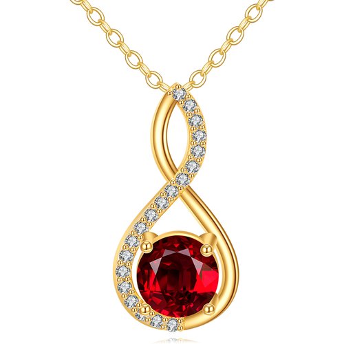 14K Gold Cubic Zirconia & Moissanite Infinity Symbol Pendant Necklace