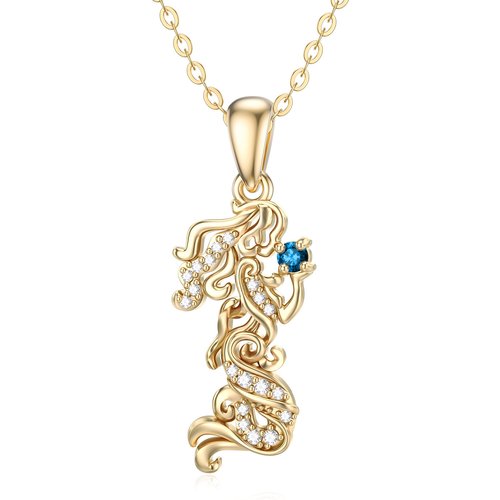 14K Gold Moissanite Mermaid Pendant Necklace