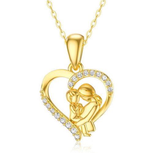 14K Gold Moissanite Mother & Daughter Pendant Necklace