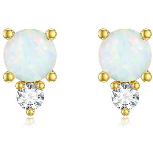14K Gold Opal With Moissanite Couple & Grandmother Stud Earrings