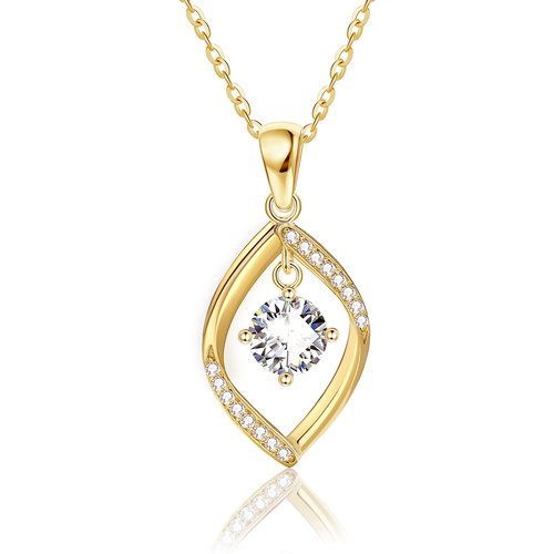 14K Gold Moissanite Oval Shaped Pendant Necklace