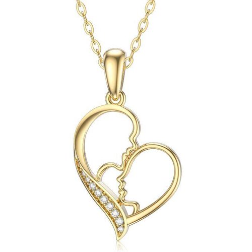 14K Gold Moissanite Heart Pendant Necklace For Women