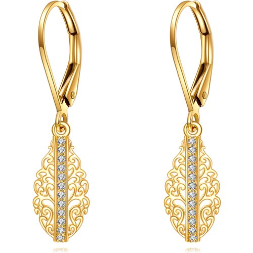 14K Gold Moissanite Plumeria Drop Earrings