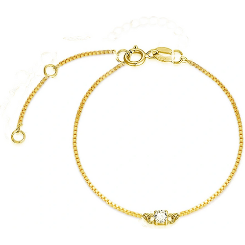 14K Gold Moissanite Square Box Chain Charm Bracelet