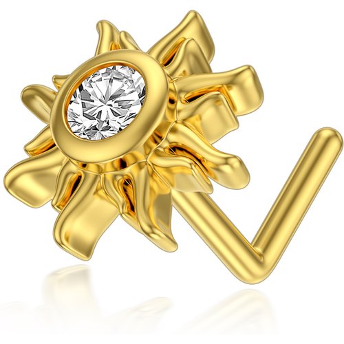 14K Gold Moissanite Sunflower Nose Ring