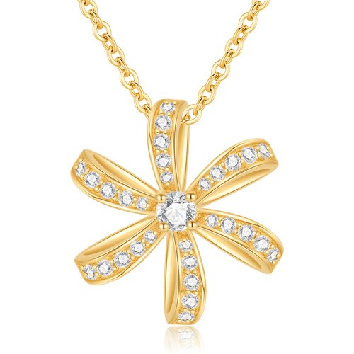 14K Gold Moissanite Wildflowers Pendant Necklace