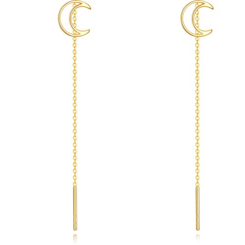 14K Gold Moon Drop Earrings