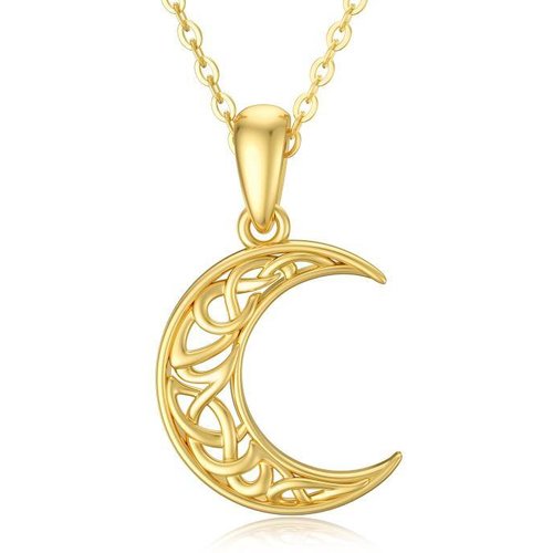 14K Gold Moon Pendant Necklace