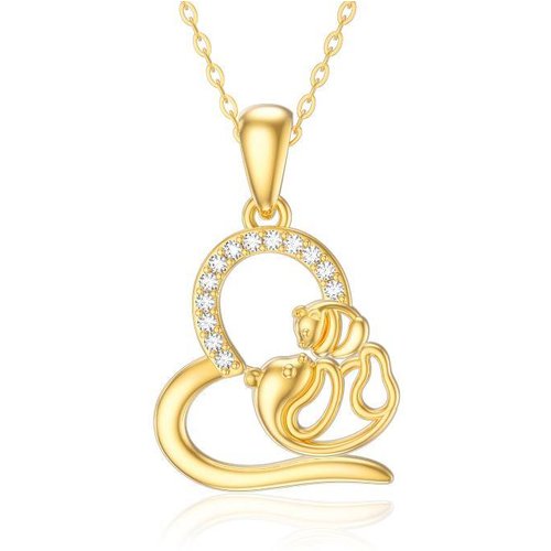 14K Gold Mother & Daughter Pendant Necklace