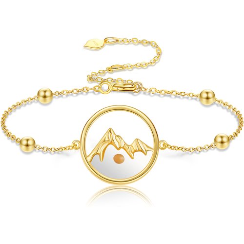 14K Gold Mountains & Mustard Seeds Charm Bracelet