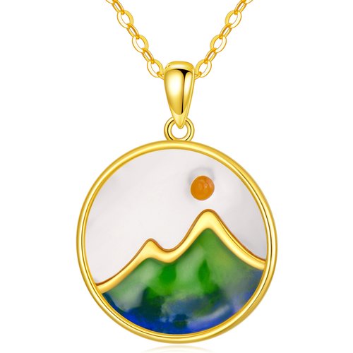 14K Gold Mountains Pendant Necklace