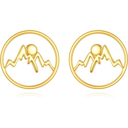 14K Gold Mountains Stud Earrings