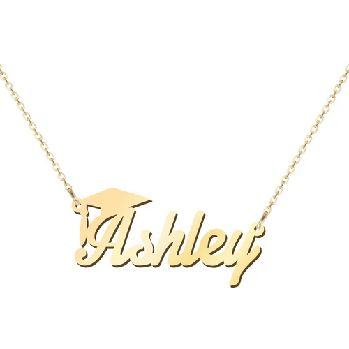 Gold Vermeil Nameplate Necklace Graduation Necklace