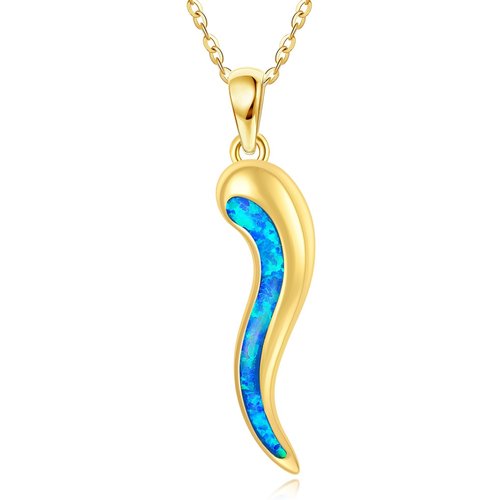 14K Gold Opal Chili Pendant Necklace