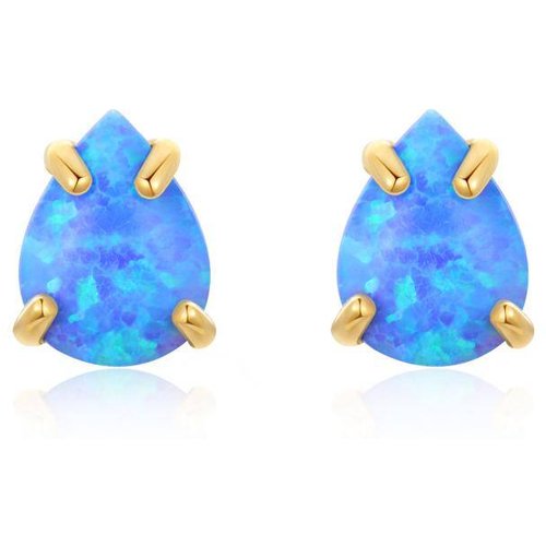 14K Gold Opal Drop Shape Stud Earrings
