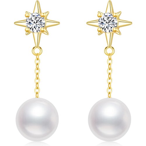 14K Gold Opal Star Drop Earrings