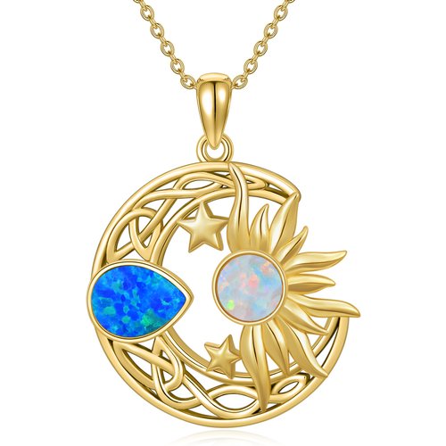 14K Gold Opal Star Pendant Necklace