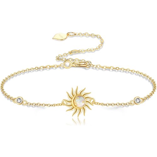 14K Gold Cubic Zirconia & Opal Sun Bracelet for Women