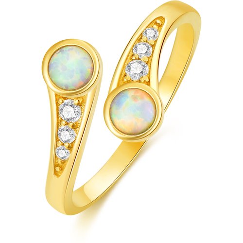 14K Gold Opal & Cubic Zirconia Toe Ring