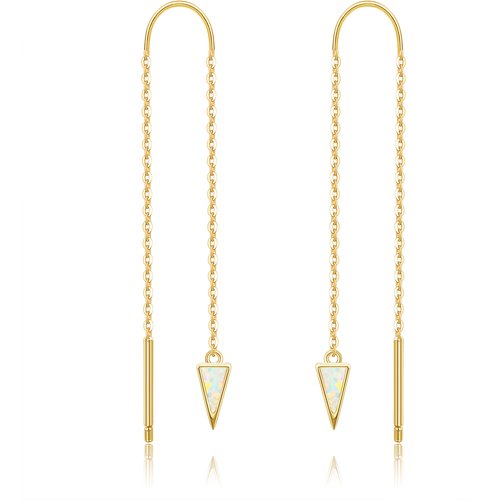 14K Gold Opal Triangle Drop Earrings