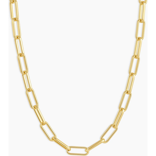 Sterling Silver with Yellow Gold Plated Paperclip Chain Necklace