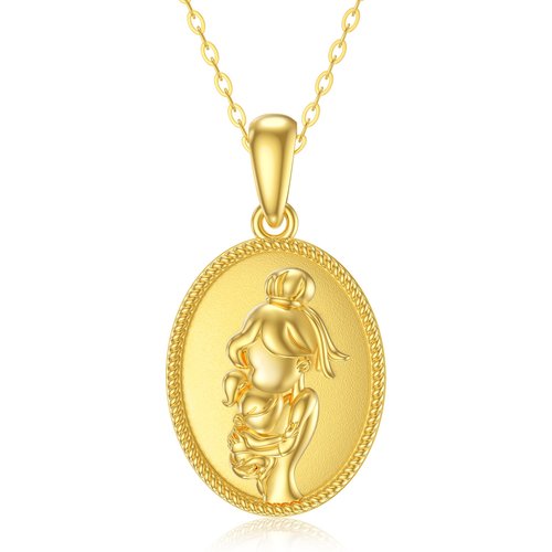 14K Gold Parents & Children Coin Pendant Necklace