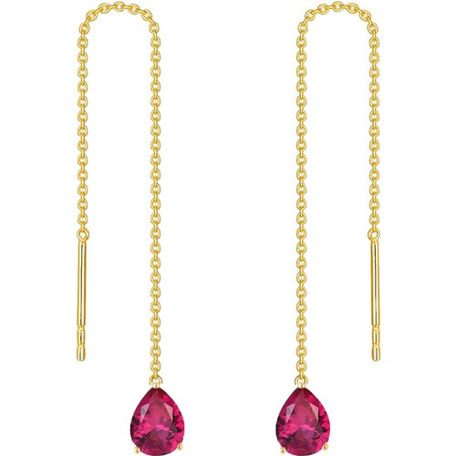 14K Yellow Gold Pear Cubic Zirconia Drop Earrings For Women