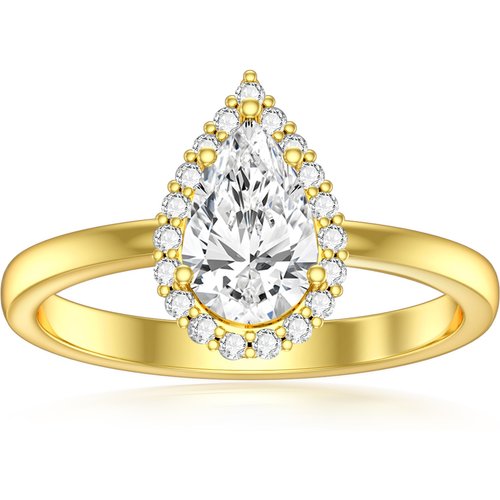 14K Gold Pear Shaped Moissanite Drop Shape Engagement Ring