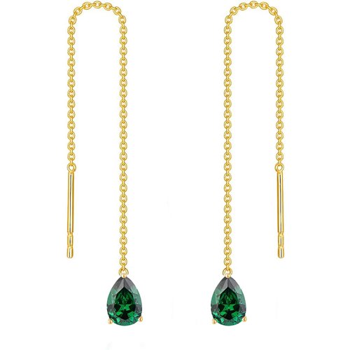 14K Gold Pear Cubic Zirconia Drop Earrings For Women