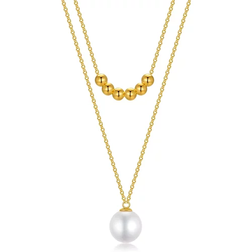 14K Gold Pearl Bead Pendant Necklace