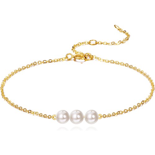 14K Gold Pearl Charm Bracelet