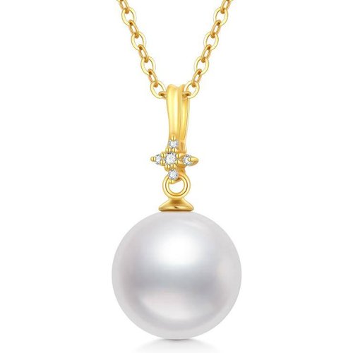 14K Gold Pearl Couple Pendant Necklace