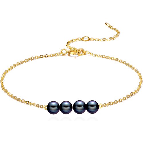 14K Gold Pearl Metal Beads Bracelet