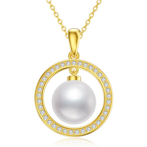 14K Gold Pearl Round/Spherical Pendant Necklace
