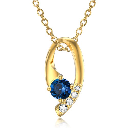 14K Gold Cubic Zirconia Pendant Necklace